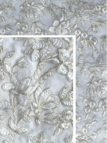 Beautiful Cording Thread Work Sequins Embroidery fabric #8094