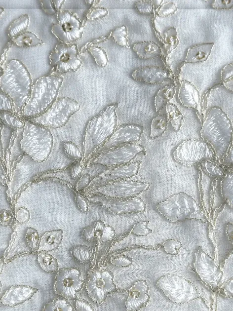 Beautiful Cording Thread Work Sequins Embroidery fabric #8094 thumb 2