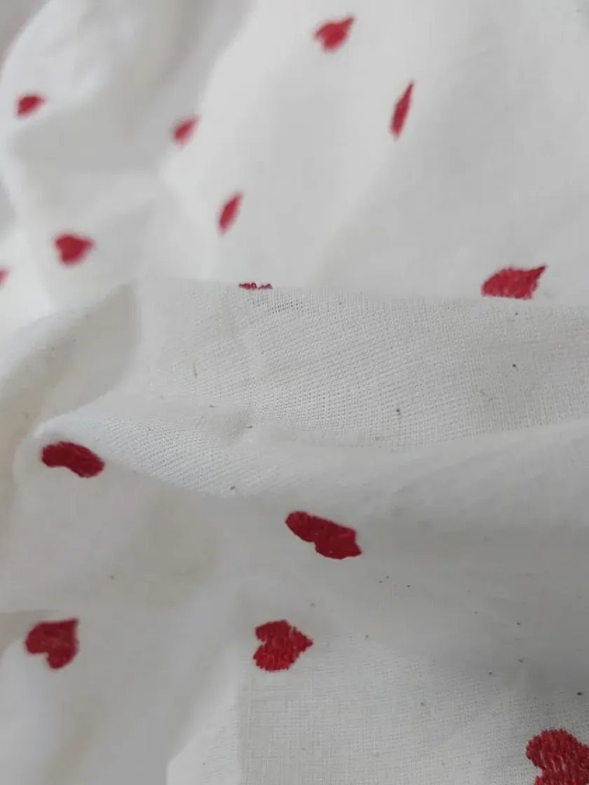 Cotton Heart Shape Kurti Embroidery Fabric #13355