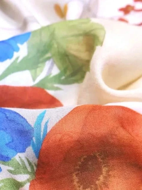 Cream Floral Muslin Fabric for Beachwear [B-1- MAdhAv n-1752- Allover-M1 ] thumb 2