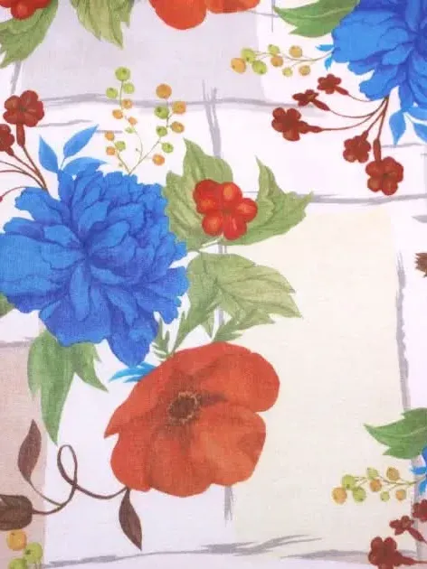 Cream Floral Muslin Fabric for Beachwear [B-1- MAdhAv n-1752- Allover-M1 ] thumb 4