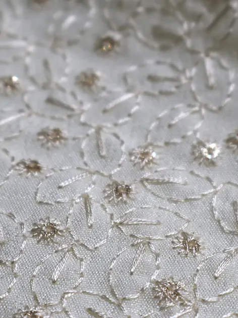 Designer Off White Embroidered Sherwani Fabric #13917 thumb 3