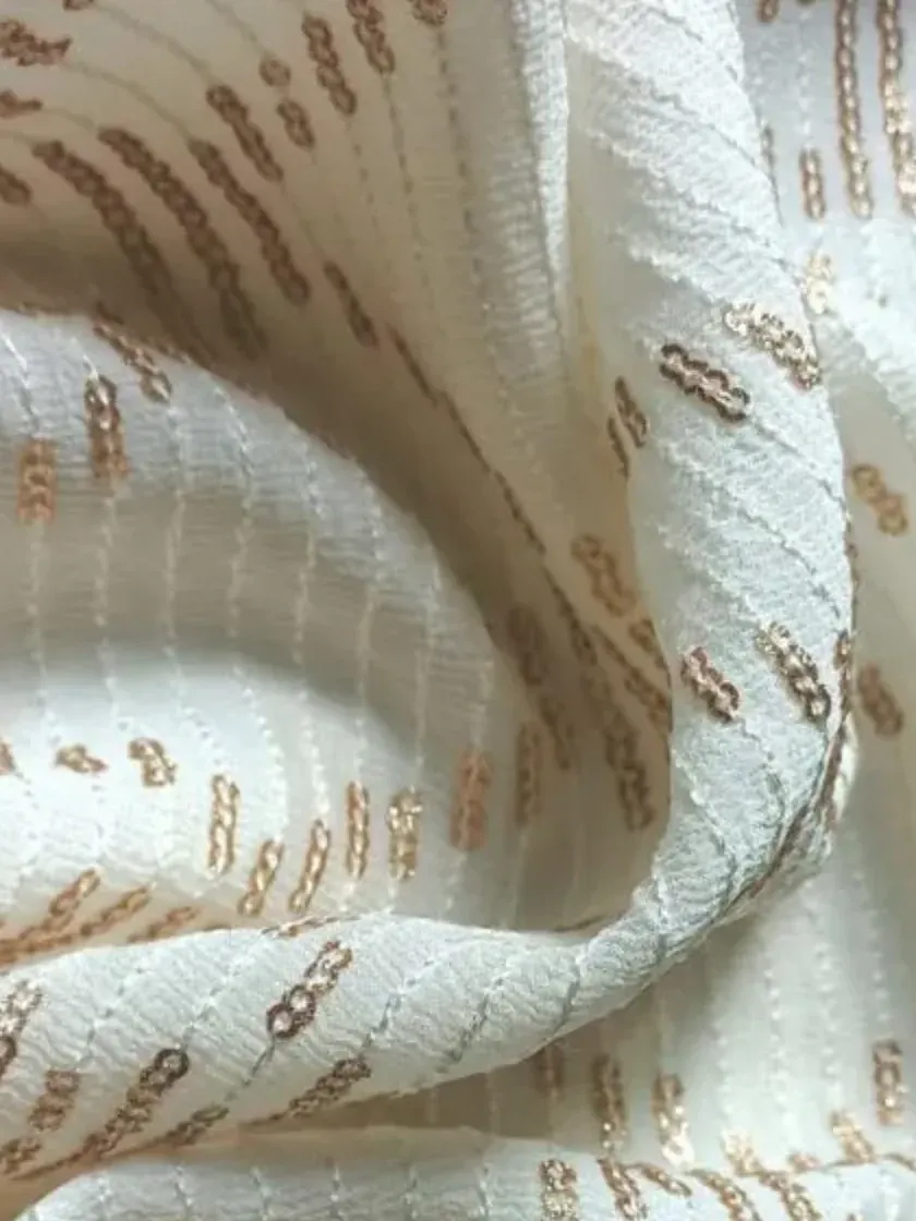 Gold Sequins Allover Embroidery Fabric #6648