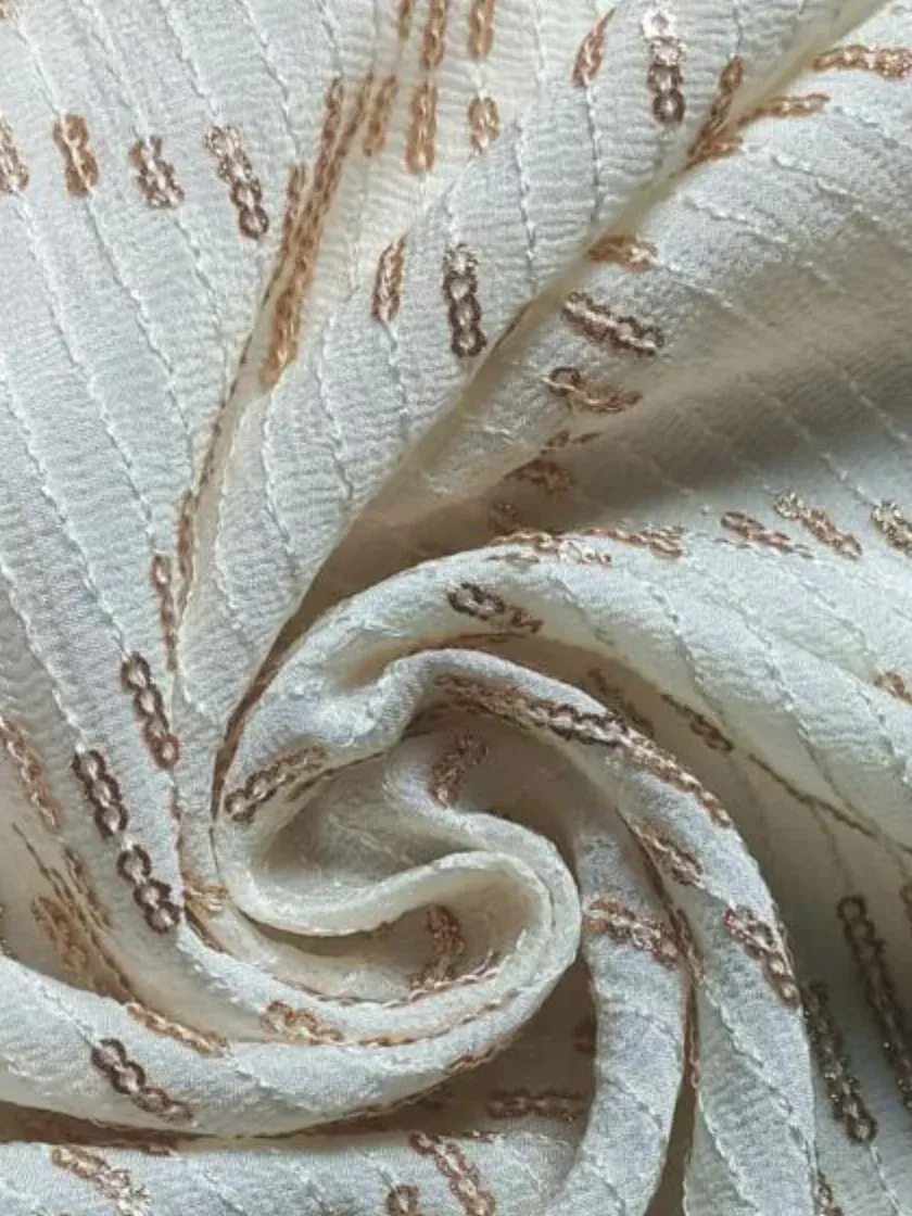 Gold Sequins Allover Embroidery Fabric #6648 thumb 3