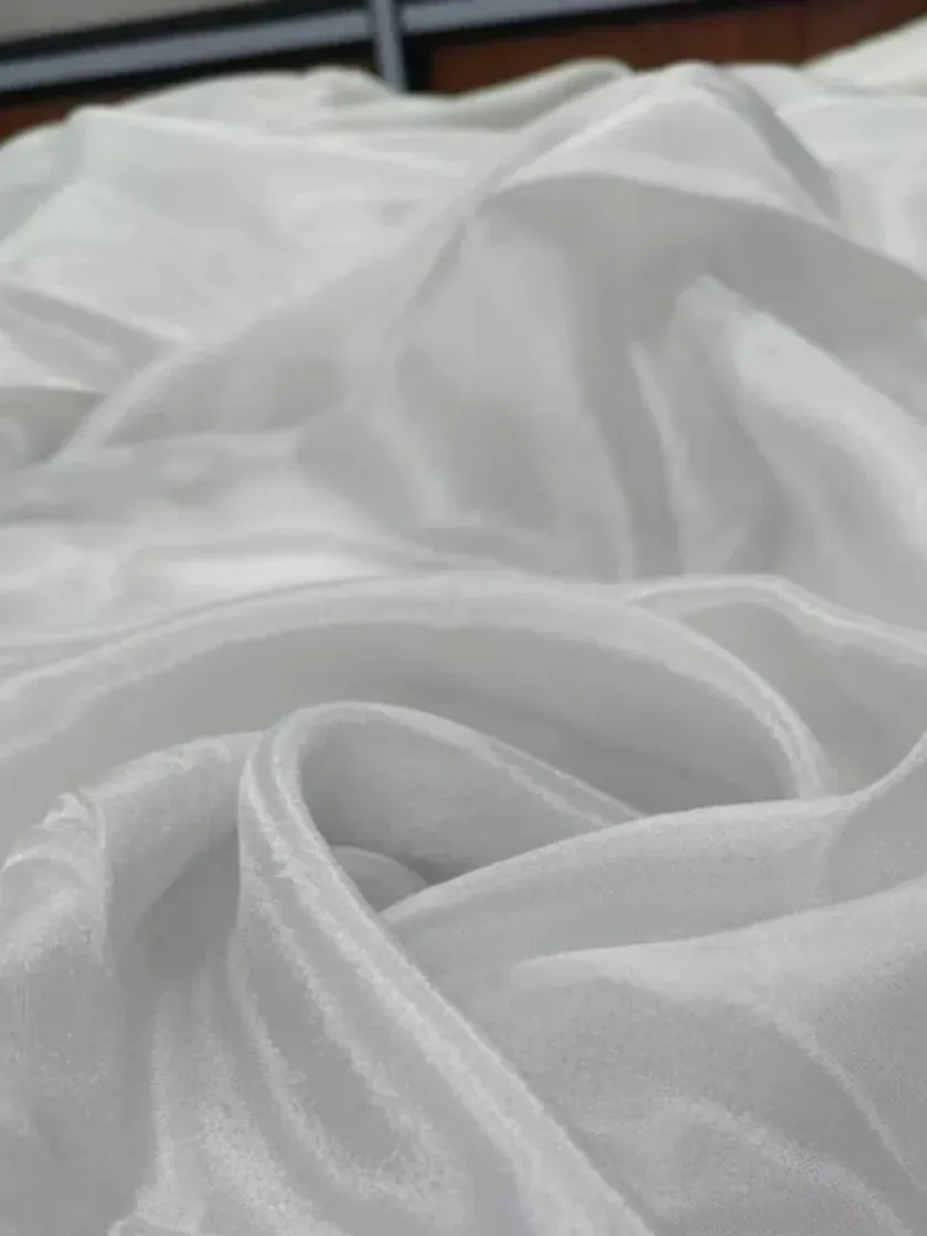 Plain Dyeable Pure Tissue Silver Fabric #MF121 thumb 3