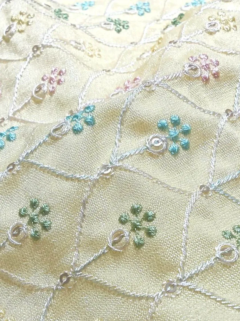 Yellow Kurta Embroidery Fabric #14226/8005 thumb 2