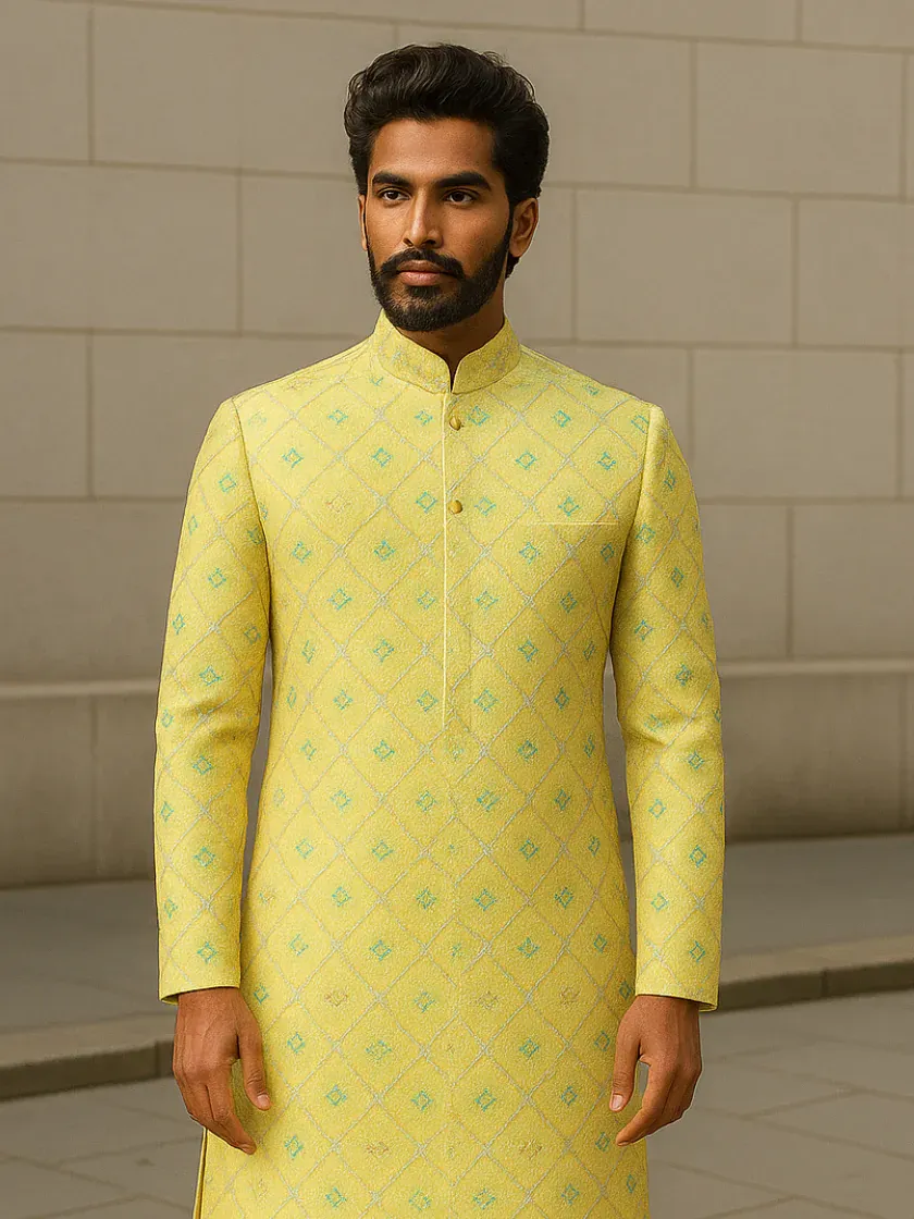 Yellow Kurta Embroidery Fabric #14226/8005 thumb 4